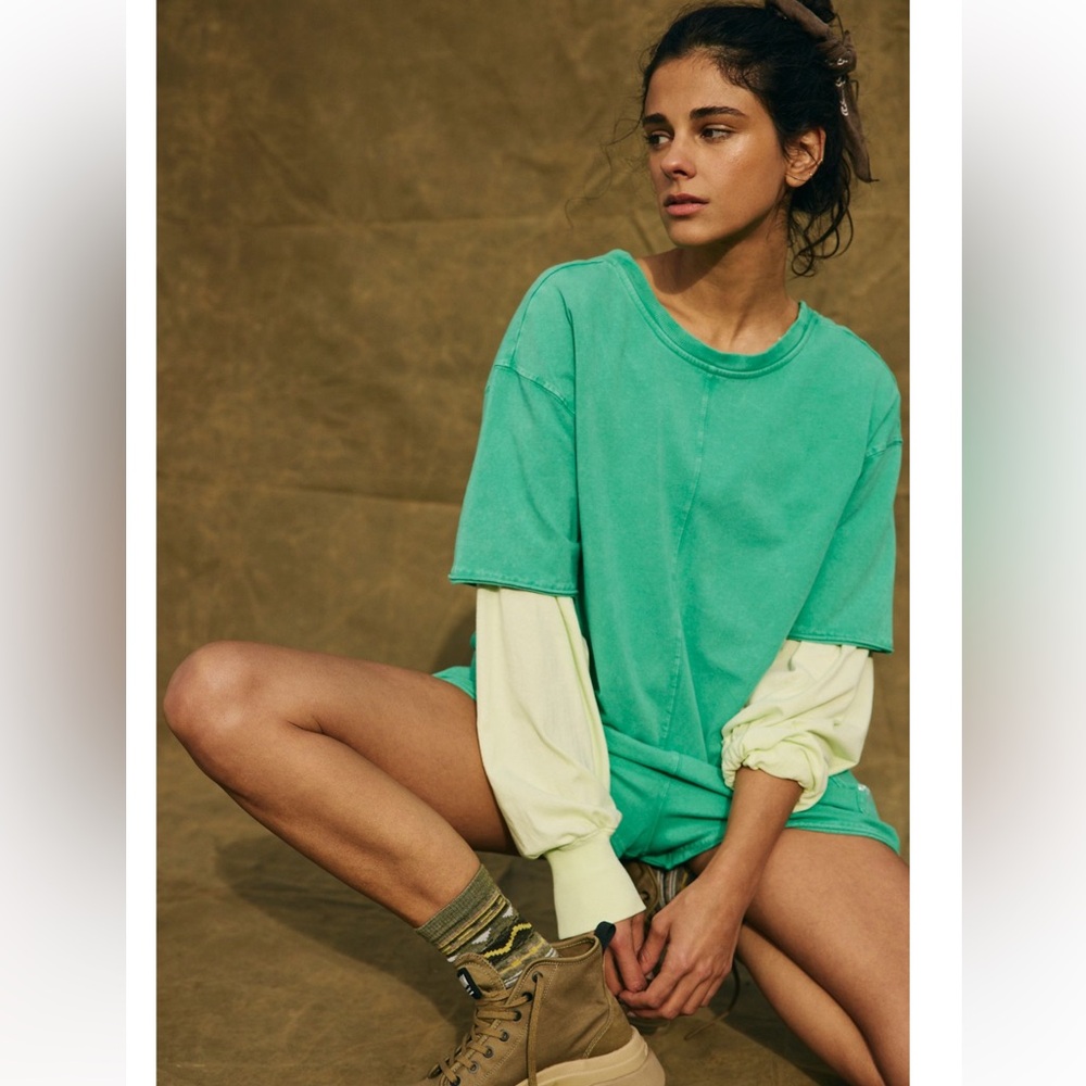 NEW Free People Movement Hot Shot Tee Romper *Flaw* - Picture 3 of 9